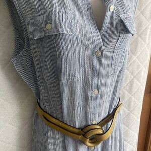 New Ralph Lauren Blue Striped Dress with matching tie belt